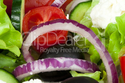 salad in a glass bowl close up.