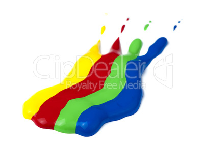 paint coated on paper. red, green, blue and yellow colors.