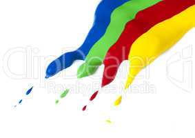 paint coated on paper. red, green, blue and yellow colors.