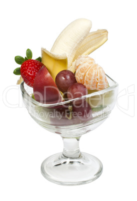 fruit salad in a glass bowl