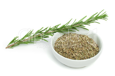 fresh rosemary and a bowl with dried