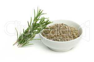fresh rosemary and a bowl with dried