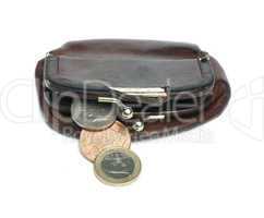 old ladies brown leather purse