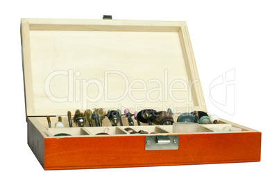 box of tools for sharpening and grinding