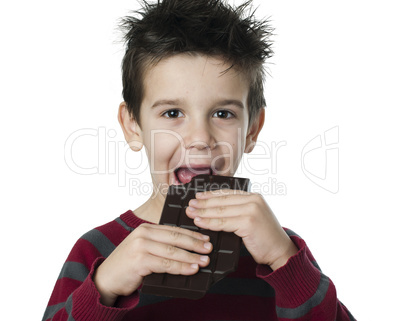 smiling kid eating chocolate
