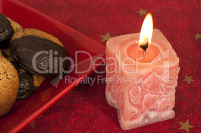 christmas sweets and candle