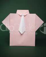 isolated paper made pink shirt with white tie