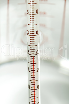 thermometer measures the temperature of the water