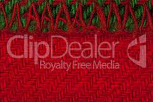 handmade knit green and red background