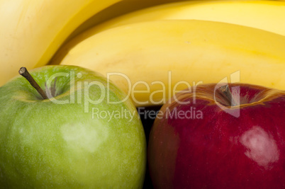 red and green apples and bananas