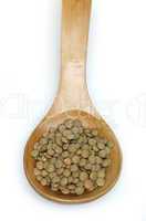 lentil in wooden spoon