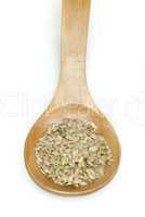 rice integral in wooden spoon
