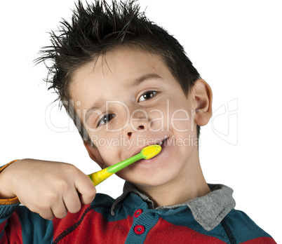 boy brushing his teeth