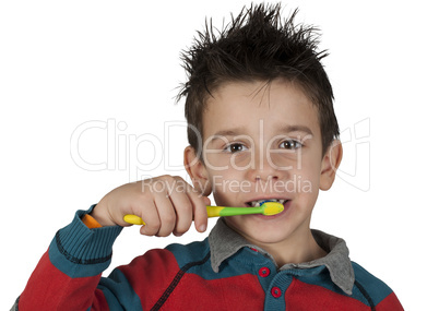 boy brushing his teeth