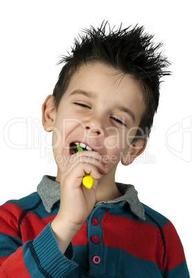 boy brushing his teeth