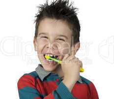 boy brushing his teeth