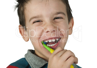 boy brushing his teeth