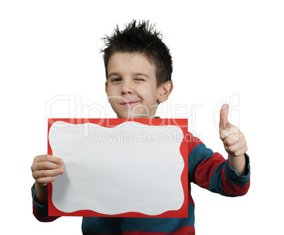 little boy showing okay symbol