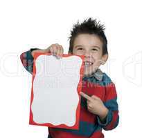 little boy points whiteboard