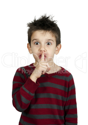 little boy showing silence