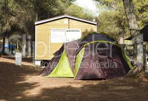 tent and bungalows in camping