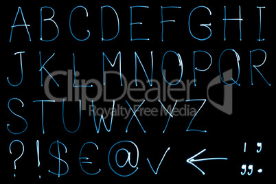 alphabet set from neon light