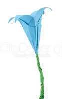 origami blue flower white isolated.
