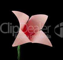 pink flower origami black isolated