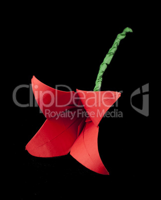 red flower origami black isolated.