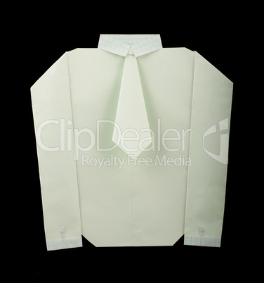 isolated paper made white shirt with tie
