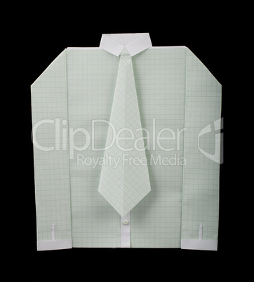 isolated paper made white shirt with tie
