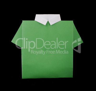 isolated paper made green shirt.