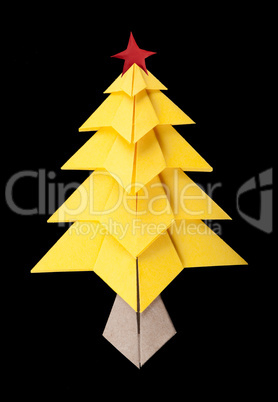 yellow christmas tree black isolated