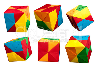 paper cubes folded origami style.