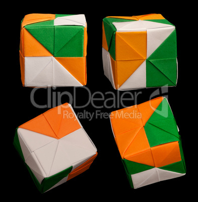 paper cubes folded origami style.