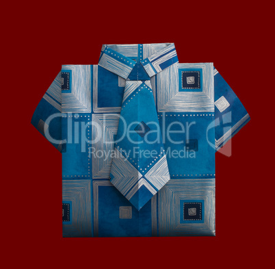 isolated paper made shirt with ornaments.