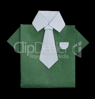 isolated paper made green shirt.