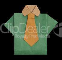 isolated paper made green shirt.