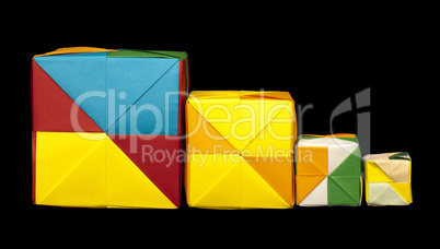 paper cubes folded origami style.