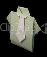 isolated paper made green plaid shirt.