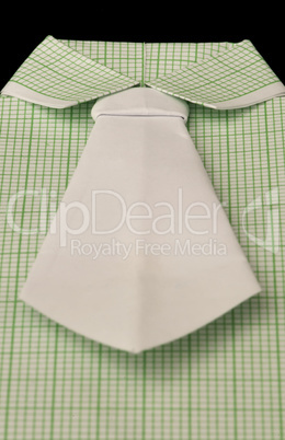isolated paper made green plaid shirt.