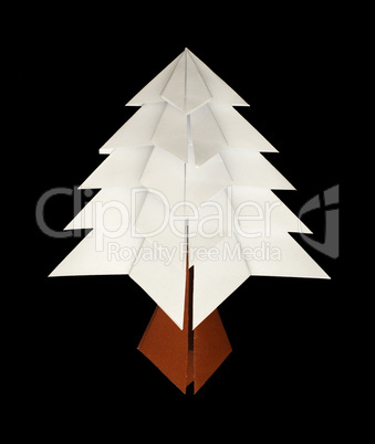 white christmas tree made of paper. origami evergreen tree