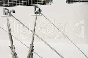 ship ropes and moored ship