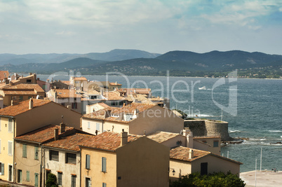 st tropez ancient buildings in the resort.