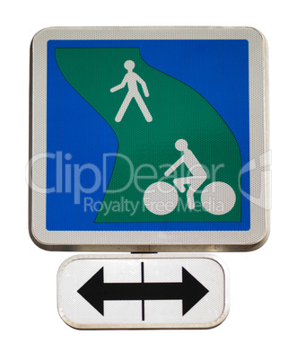 road sign for the cycle path