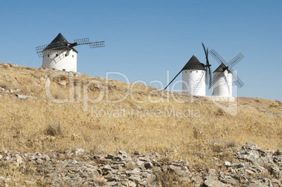 white ancient windmills