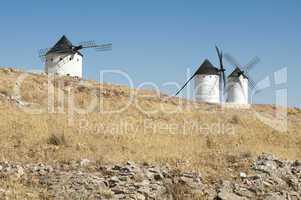 white ancient windmills