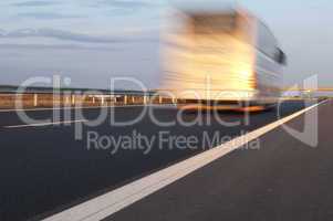 bus traveling on highway. motion blur effect