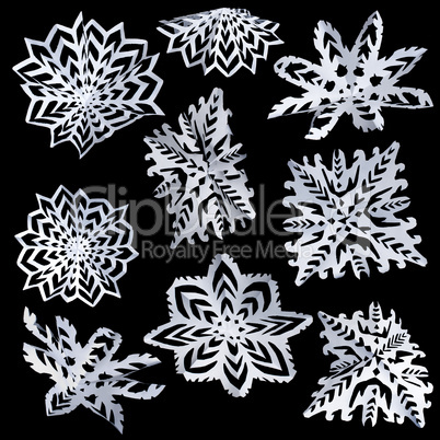 set of isolated snowflakes