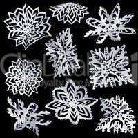 set of isolated snowflakes